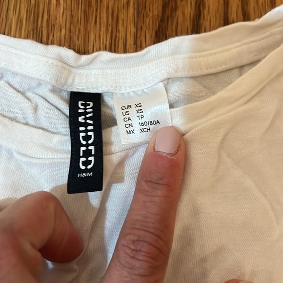 Girls H&M T Shirt Tunic open on sides size XS White with Green Print Sleevless - Picture 3 of 7